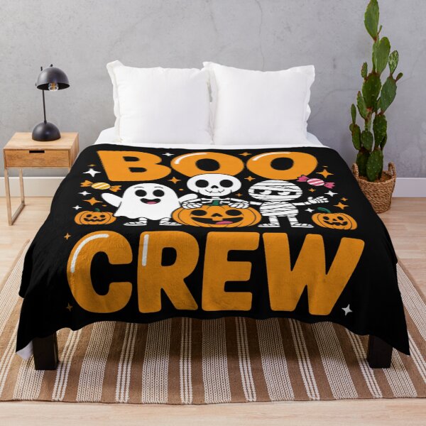 Item preview, Ghostly Gang: A playful and fun design with a group of Halloween hooligans. A ghost, an alien mummy, and an alien are all together with pumpkins, causing a bit of spooky trouble. designed and sold by Grang Art Artistic Designs.