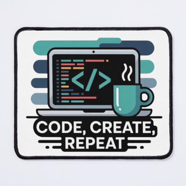Item preview, Code, Create, Repeat – Programmer Laptop & Coffee Design designed and sold by DesignNadine.
