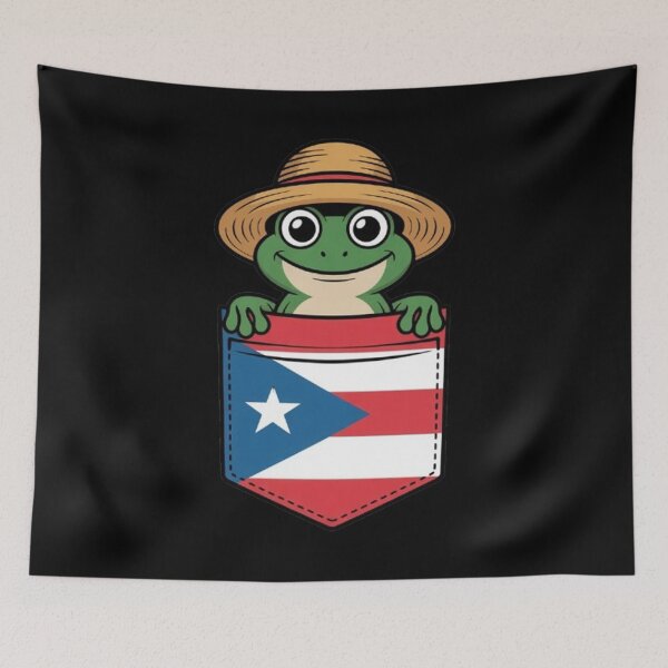 Item preview, Bolsillo de la bandera de Puerto Rico de la rana Jibaro Coqui designed and sold by BHMARTS.