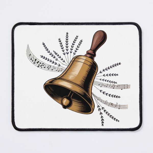 Item preview, Vintage Brass Handbell Illustration – Retro Musical Bell with Lavender and Notes designed and sold by VividOrganica.