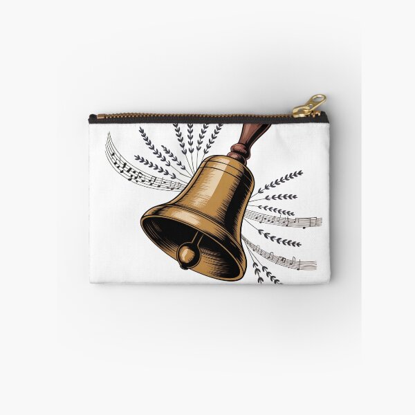 Item preview, Vintage Brass Handbell Illustration – Retro Musical Bell with Lavender and Notes designed and sold by VividOrganica.
