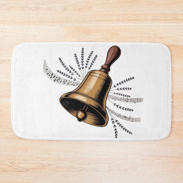 Item preview, Vintage Brass Handbell Illustration – Retro Musical Bell with Lavender and Notes designed and sold by VividOrganica.