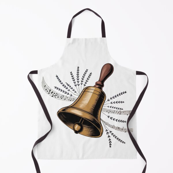 Item preview, Vintage Brass Handbell Illustration – Retro Musical Bell with Lavender and Notes designed and sold by VividOrganica.