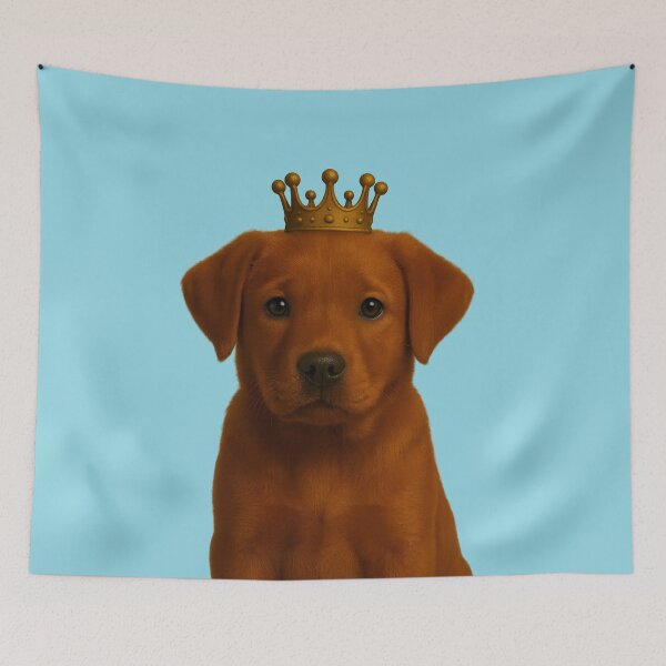 Item preview, Cute Fox Red Labrador Puppy in Gold Crown  designed and sold by Ricaso.