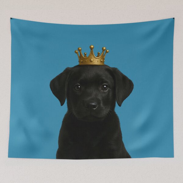 Item preview, Cute Black Labrador Puppy in Gold Crown  designed and sold by Ricaso.