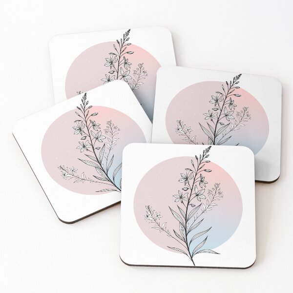 Item preview, Minimalist Fireweed Line Art Sticker – Elegant Wildflower Silhouette on Pastel Gradient designed and sold by VividOrganica.