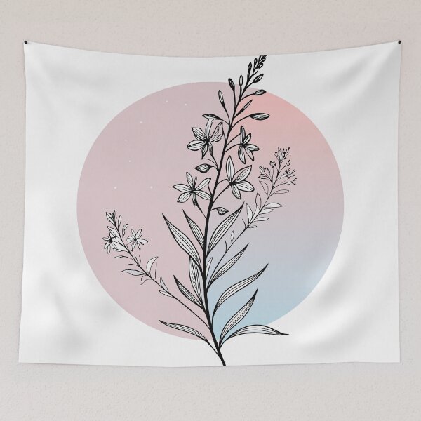 Item preview, Minimalist Fireweed Line Art Sticker – Elegant Wildflower Silhouette on Pastel Gradient designed and sold by VividOrganica.