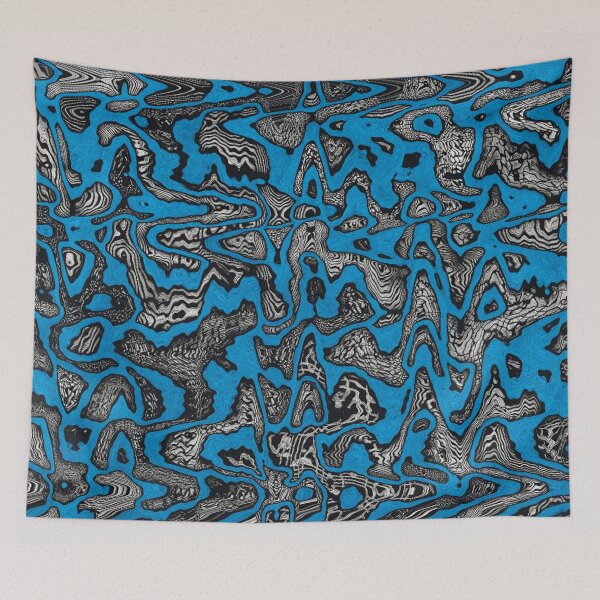 Item preview, Blue openwork line landscape designed and sold by Sigtrix.