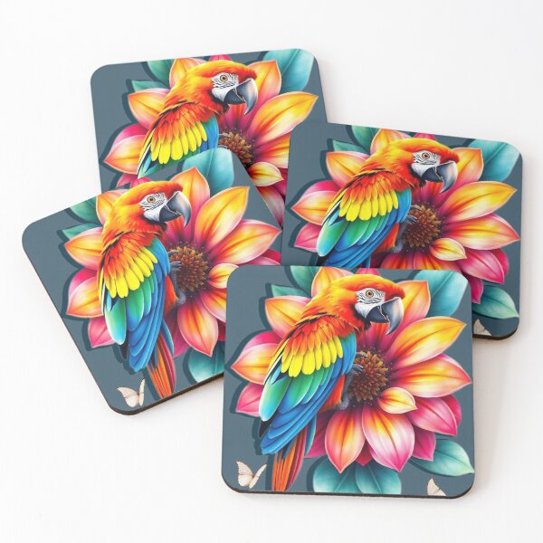Item preview, Wild Amazon Parrot with Exotic Flowers – Vibrant Jungle Art designed and sold by Naturalite19.