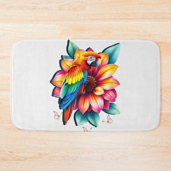 Item preview, Wild Amazon Parrot with Exotic Flowers – Vibrant Jungle Art designed and sold by Naturalite19.