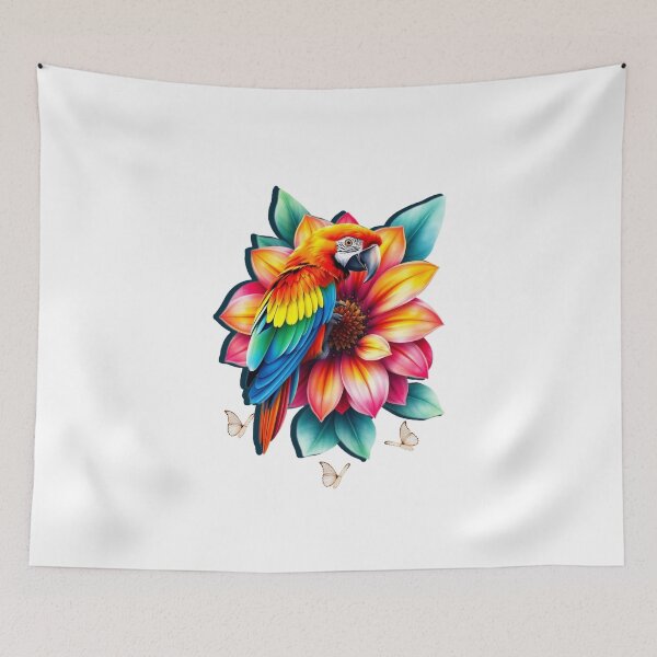 Item preview, Wild Amazon Parrot with Exotic Flowers – Vibrant Jungle Art designed and sold by Naturalite19.