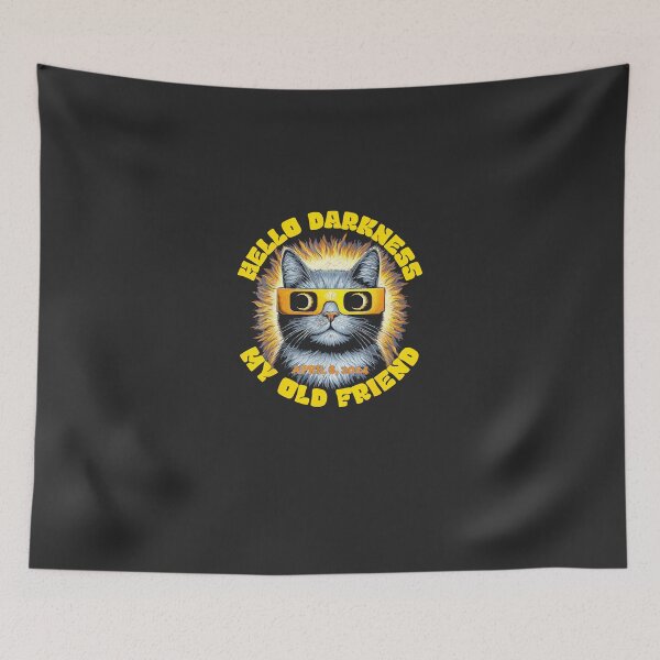 Item preview, Cat-Hello-Darkness-My-Old-Friend-Solar-Eclipse-April-08-2024 designed and sold by rappadfdeuin.