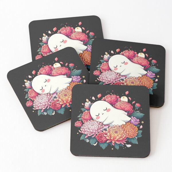 Item preview, Sleeping Garden Ghost – Cute Chibi Halloween Design with Flowers designed and sold by ColorSplash123.