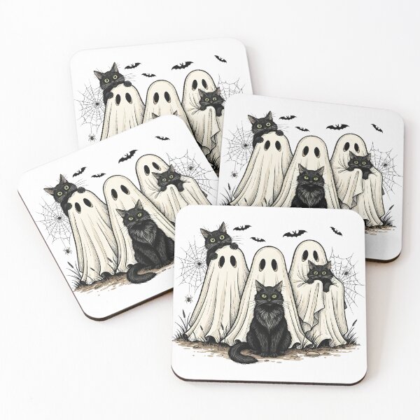 Item preview, 3 ghosts and 3 cats designed and sold by Plotterzebra.