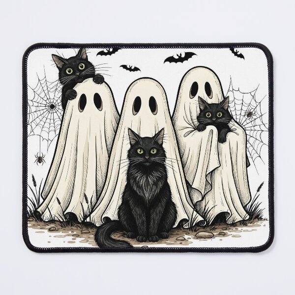 Item preview, 3 ghosts and 3 cats designed and sold by Plotterzebra.