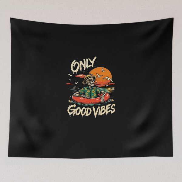 Item preview, Only Good Vibes – Skeleton Floating in Sunset Tee designed and sold by PhilllandArt.