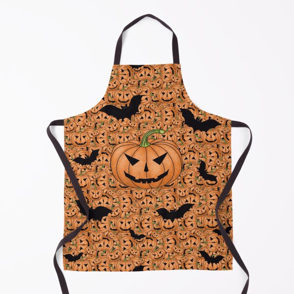 Item preview, Pumpkin with bats on the background of a pattern of spooky pumpkins for Halloween in orange color designed and sold by Cherevan.