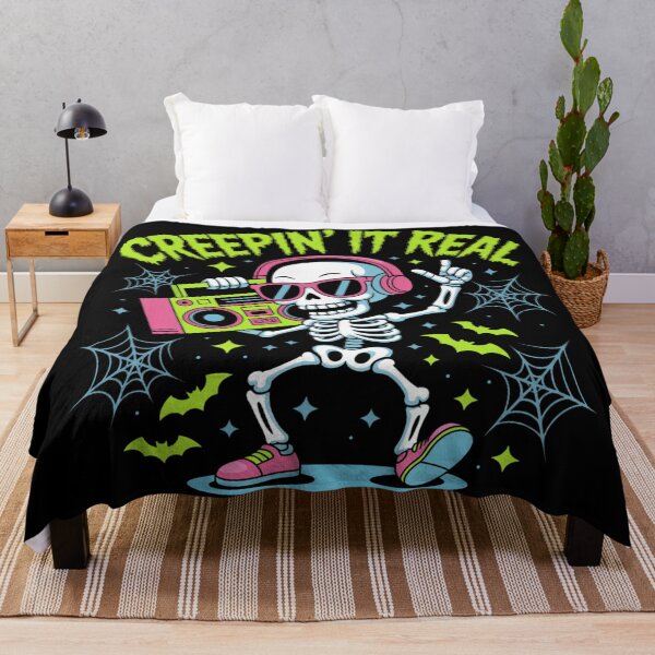 Item preview, Dancing Bones: A fun and vibrant Halloween design featuring a groovy skeleton in headphones and sunglasses, dancing with a boombox. designed and sold by Grang Art Artistic Designs.