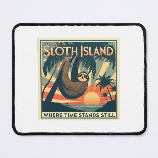 Item preview, Vintage Travel Poster Sloth Island Paradise designed and sold by ArtWavesbyAbhi.