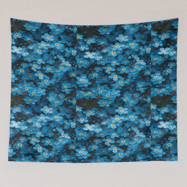 Item preview, Drawing of delicate vibrant blue floral flowers design designed and sold by NivyasArtistry.