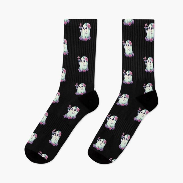 Item preview, Flower Spell Ghost – Cute Kawaii Chibi Halloween Design with Neon Flowers designed and sold by ColorSplash123.