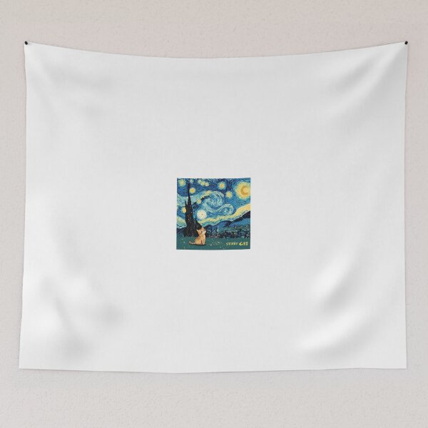 Item preview, Starry Cat Van Gogh Style Whimsical Feline Art designed and sold by ArtWavesbyAbhi.