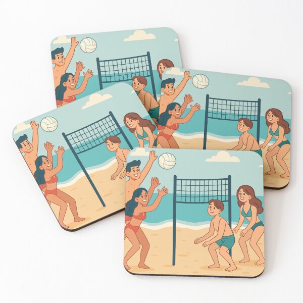 Item preview, Summer beach volleyball players on sea sand designed and sold by Painted Planet.