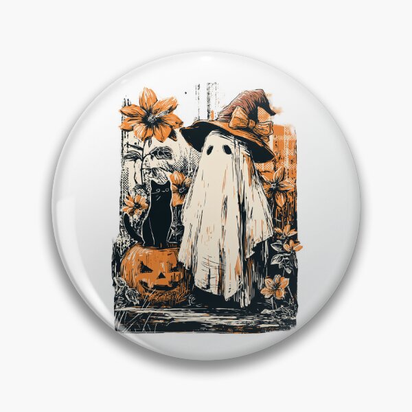 Aperçu de l'œuvre Fantôme d'Halloween avec chat créée et vendue par Plotterzebra.