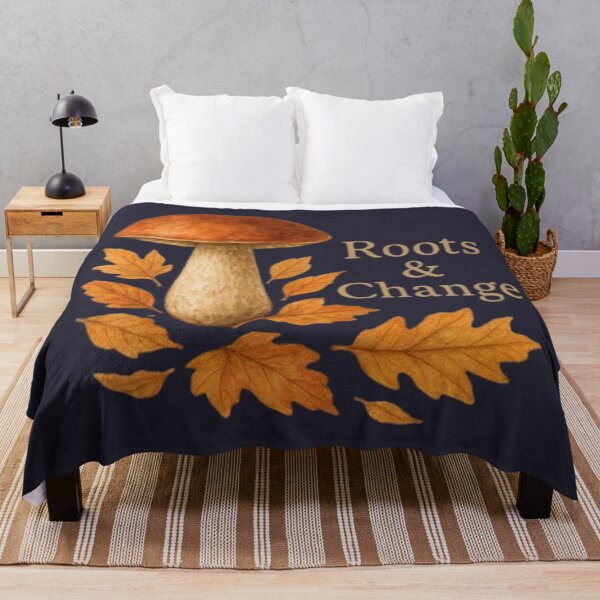 Item preview, Roots & Change - Autumn Mushroom with Fallen Leaves Illustration designed and sold by CaleidoscopioLS.
