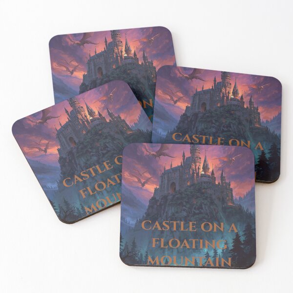 Item preview, Castle on a Floating Mountain with Dragons | Fantasy Magical Forest Design designed and sold by M.Store.