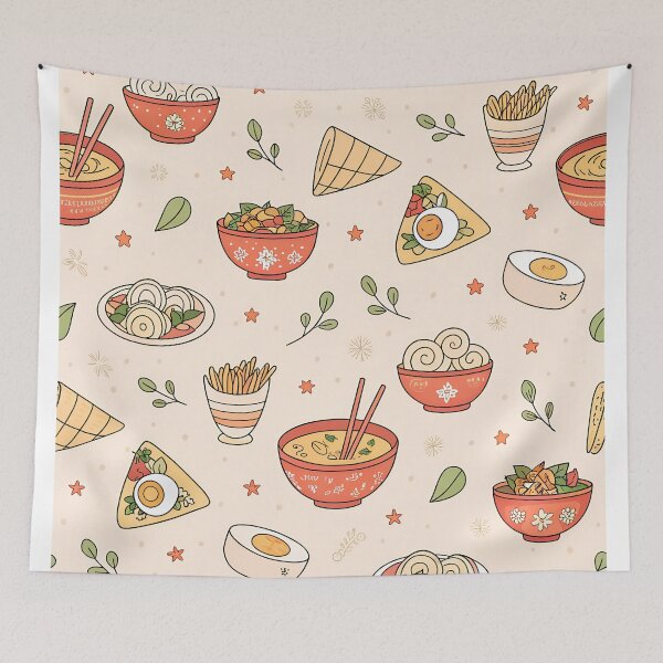 Item preview, Vietnamese Food Pattern – Seamless Pho, Banh Mi, Spring Roll & Banh Xeo Icons in Pastel Vector designed and sold by VividOrganica.