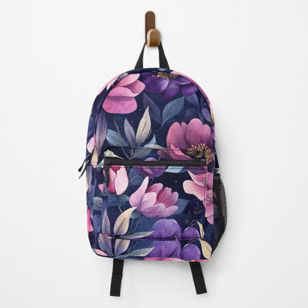 Item preview, Night Garden Dark Purple Pink Watercolor Flowers  Poppies Leaves All Over designed and sold by Feeling Artsy.