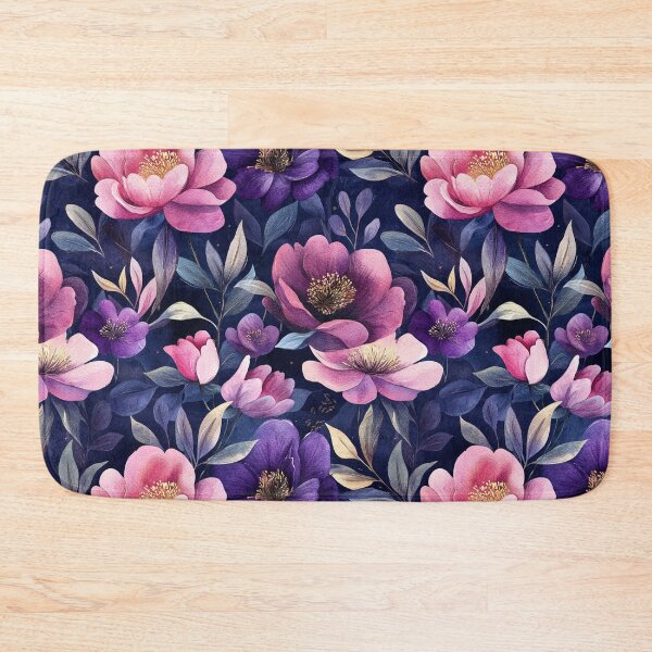 Item preview, Night Garden Dark Purple Pink Watercolor Flowers  Poppies Leaves All Over designed and sold by Feeling Artsy.