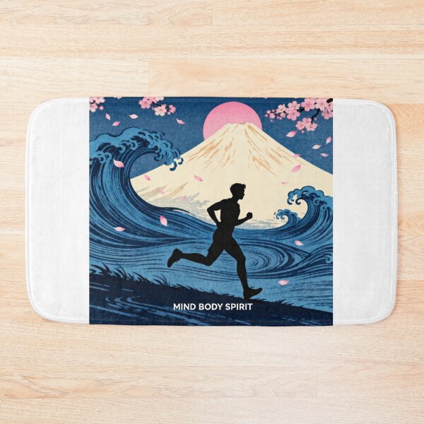 Item preview, Zen Runner Japanese Woodblock Fitness Art designed and sold by ArtWavesbyAbhi.