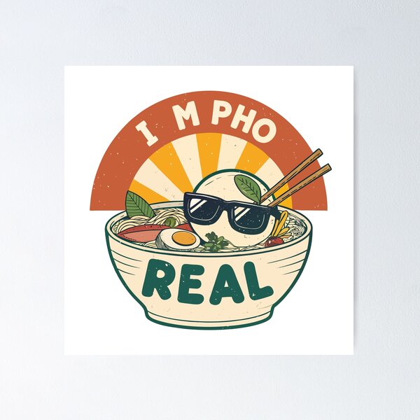 Item preview, Pho Pun Design – Funny “I’m Pho Real” Bowl with Sunglasses, Bold Cartoon Vector designed and sold by VividOrganica.