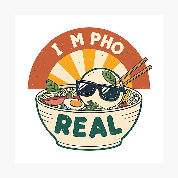 Item preview, Pho Pun Design – Funny “I’m Pho Real” Bowl with Sunglasses, Bold Cartoon Vector designed and sold by VividOrganica.