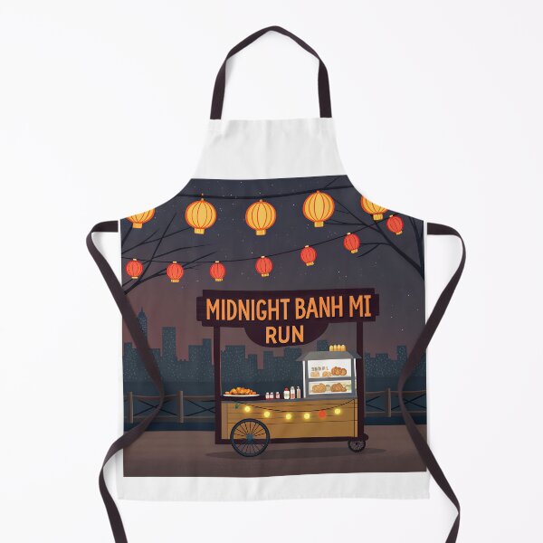 Item preview, Midnight Banh Mi Run – Vietnamese Street Food Cart Night Scene Illustration designed and sold by VividOrganica.