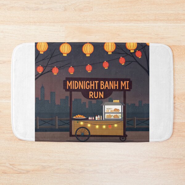 Item preview, Midnight Banh Mi Run – Vietnamese Street Food Cart Night Scene Illustration designed and sold by VividOrganica.
