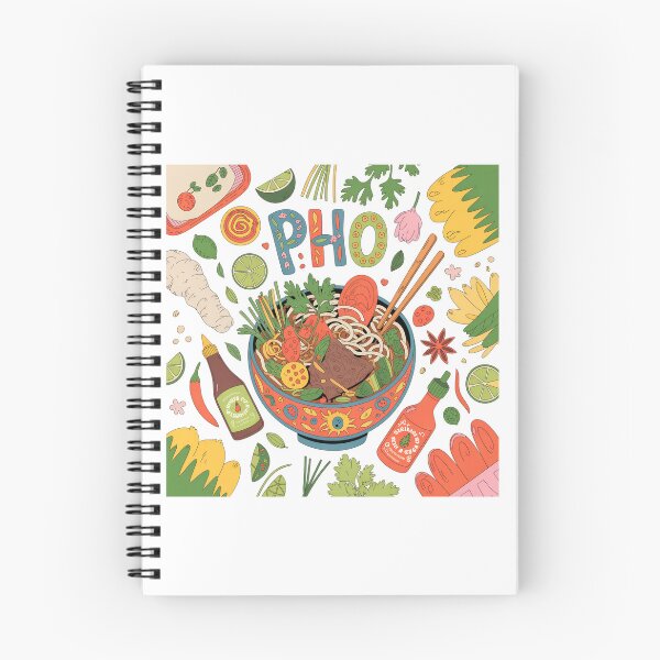 Item preview, Whimsical Pho Bowl Illustration – Colorful Vietnamese Noodles with Herbs, Chili & Sauces designed and sold by VividOrganica.