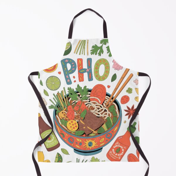 Item preview, Whimsical Pho Bowl Illustration – Colorful Vietnamese Noodles with Herbs, Chili & Sauces designed and sold by VividOrganica.