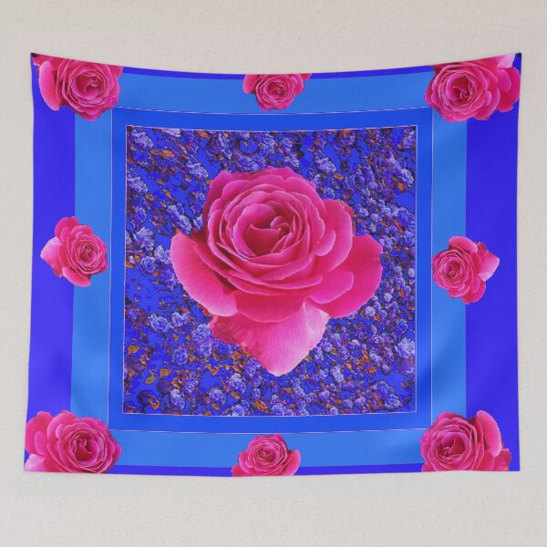 Aperçu de l'œuvre CERISE PINK ROSES BLEU ART ABSTRAIT créée et vendue par sharlesart.
