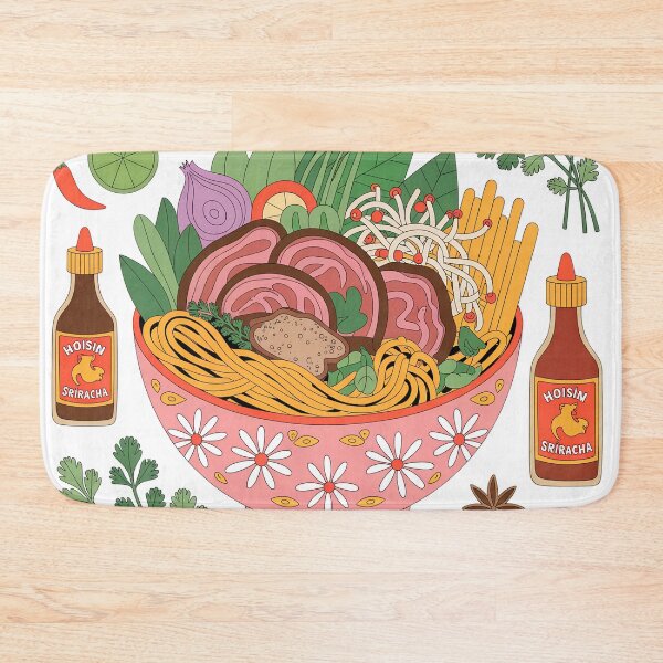 Item preview, Colorful Pho Ingredients Illustration – Whimsical Vietnamese Noodle Bowl Art designed and sold by VividOrganica.