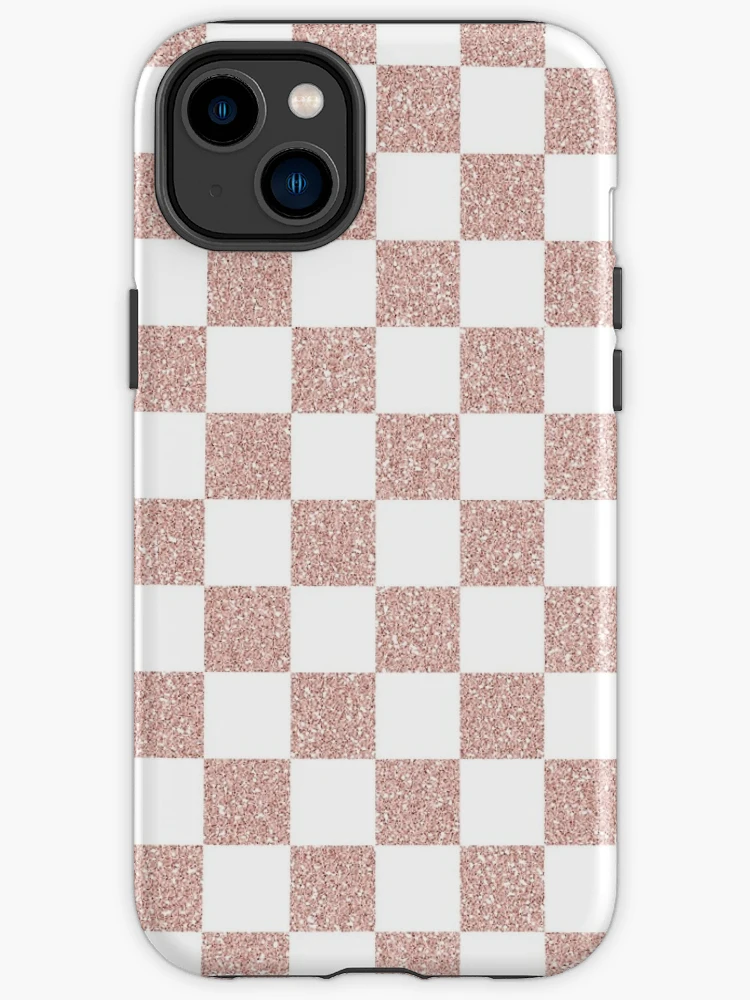 Rose Gold Faux Glitter Checkerboard Pattern