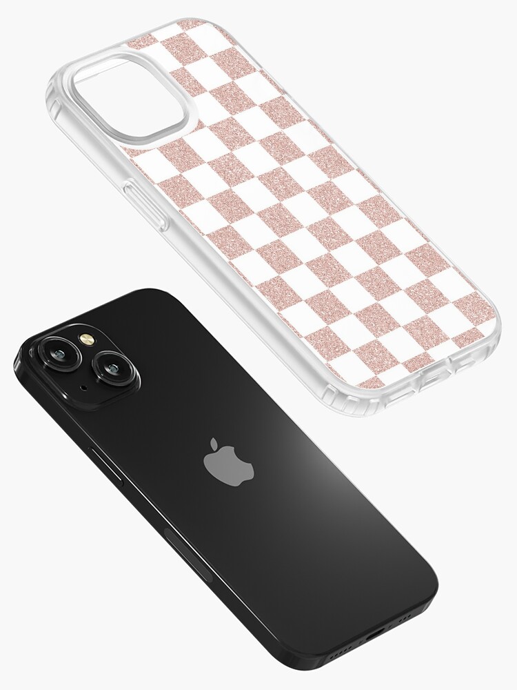 Rose Gold Faux Glitter Checkerboard Pattern iPhone Case for Sale