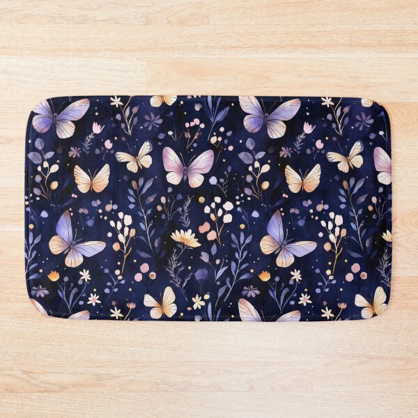 Item preview, Night Garden Dark Purple Pink Gold Watercolor Butterflies Leaves All Over designed and sold by Feeling Artsy.