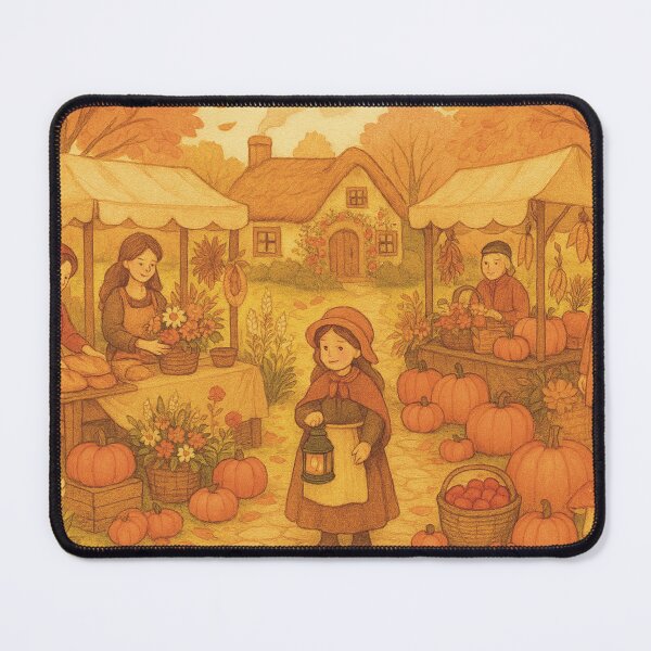 Item preview, Autumn Market Day – Cozy Cottagecore Village Scene designed and sold by TheMissingPage.