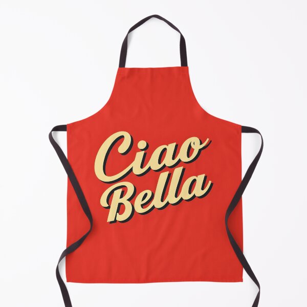 Item preview, Ciao Bella – Retro Muted Yellow Typography on Red designed and sold by EmeraldeaArt.