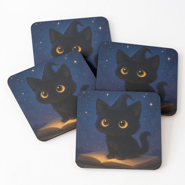 Item preview, Magiczny Czarny Kot w Kapeluszu Czarownicy ​Magical Black Cat in a Witch Hat designed and sold by MartiiiPrints.
