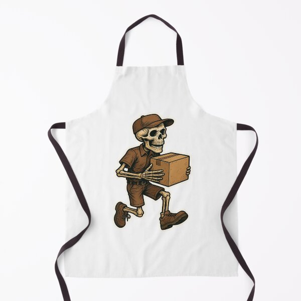 Item preview, Skeleton Deliveryman delivering a package, Brown uniform designed and sold by BrinaandPops.
