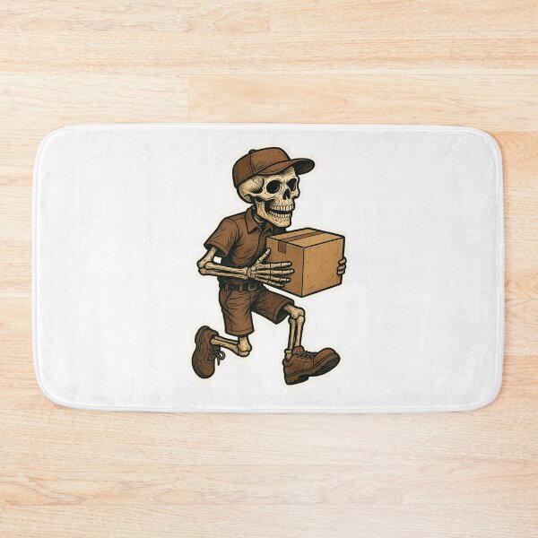 Item preview, Skeleton Deliveryman delivering a package, Brown uniform designed and sold by BrinaandPops.